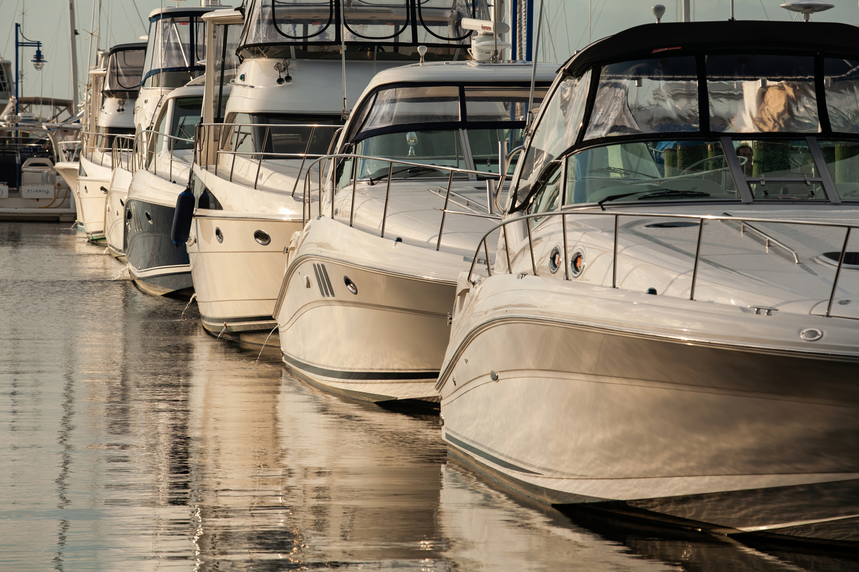 row of boats in a marina