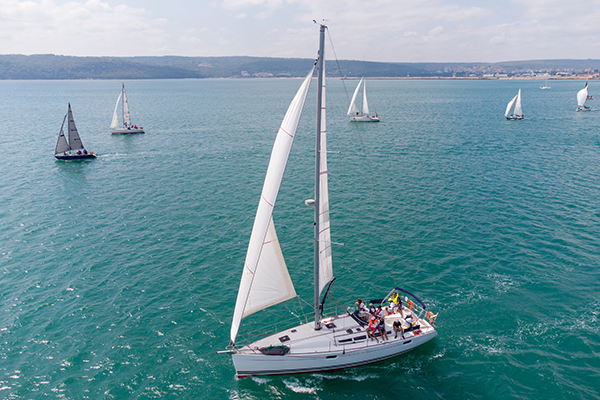 aerial of sail boats