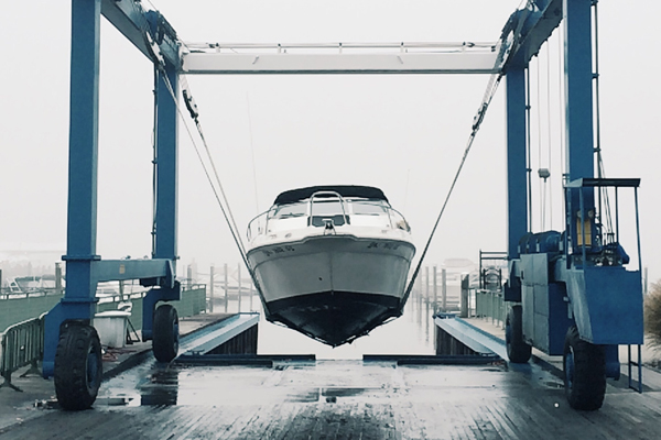 boat lift on waterfront